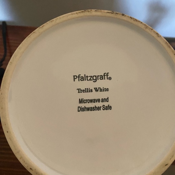 Pfaltzgraff Trellis White Scroll Design Utensil Crock Stoneware 7”H Cottagecore - Picture 9 of 12